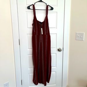 Sanctuary Women’s Jumpsuit Sz M Red The Artist Henna Stripe V Neck Romper Linen